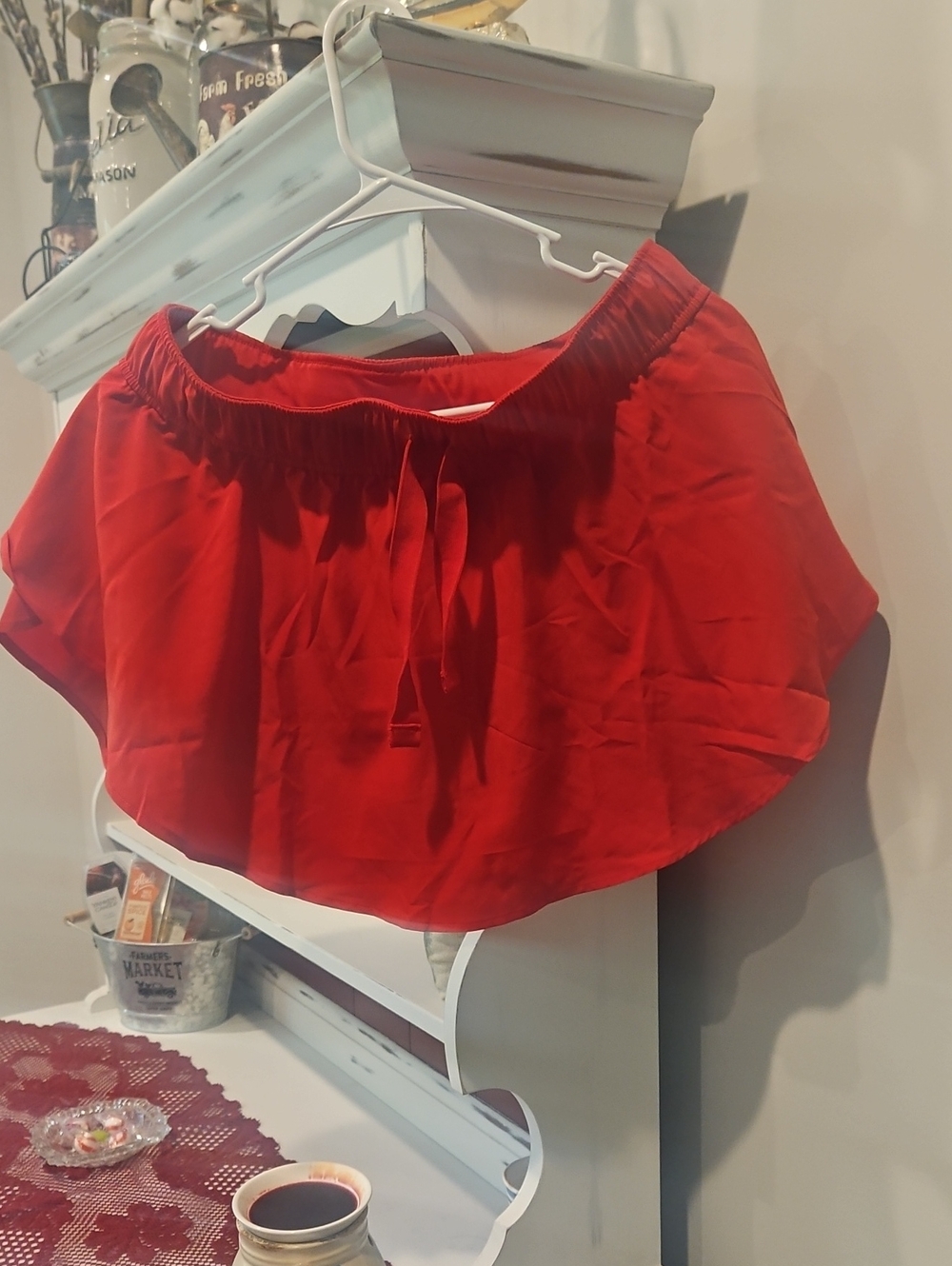 Zenana Outfitters Red Elastic Waist Shorts.